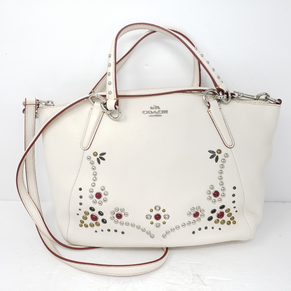 Coach Kelsey Satchel Pebble Leather Studded Bag